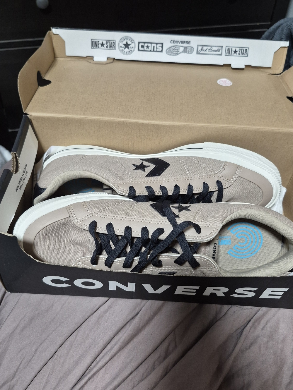 Converse One Star Low Top Sneakers in Beige with Black Accents